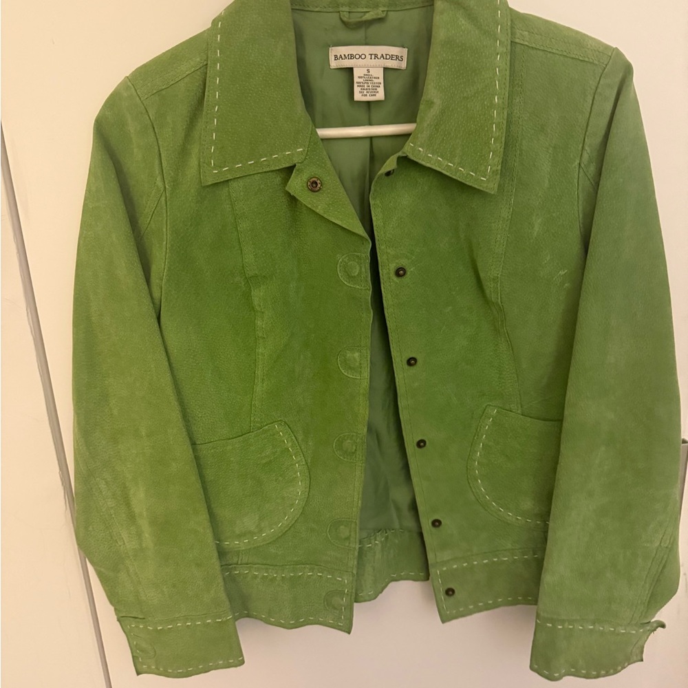Green suede leather jacket